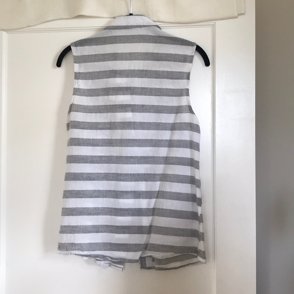 Gray and white stripe button down tank - Picture 3 of 3
